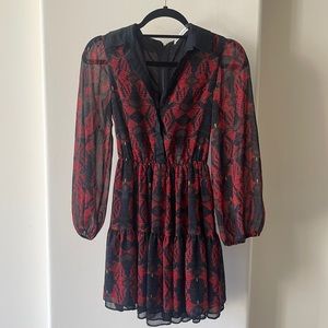 Alice + Olivia red mini long sleeve dress size 0